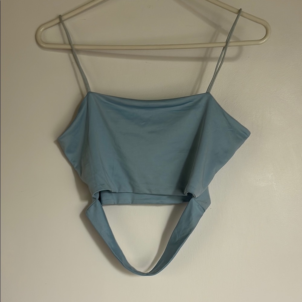 Light Blue Spaghetti Strap Crop Top